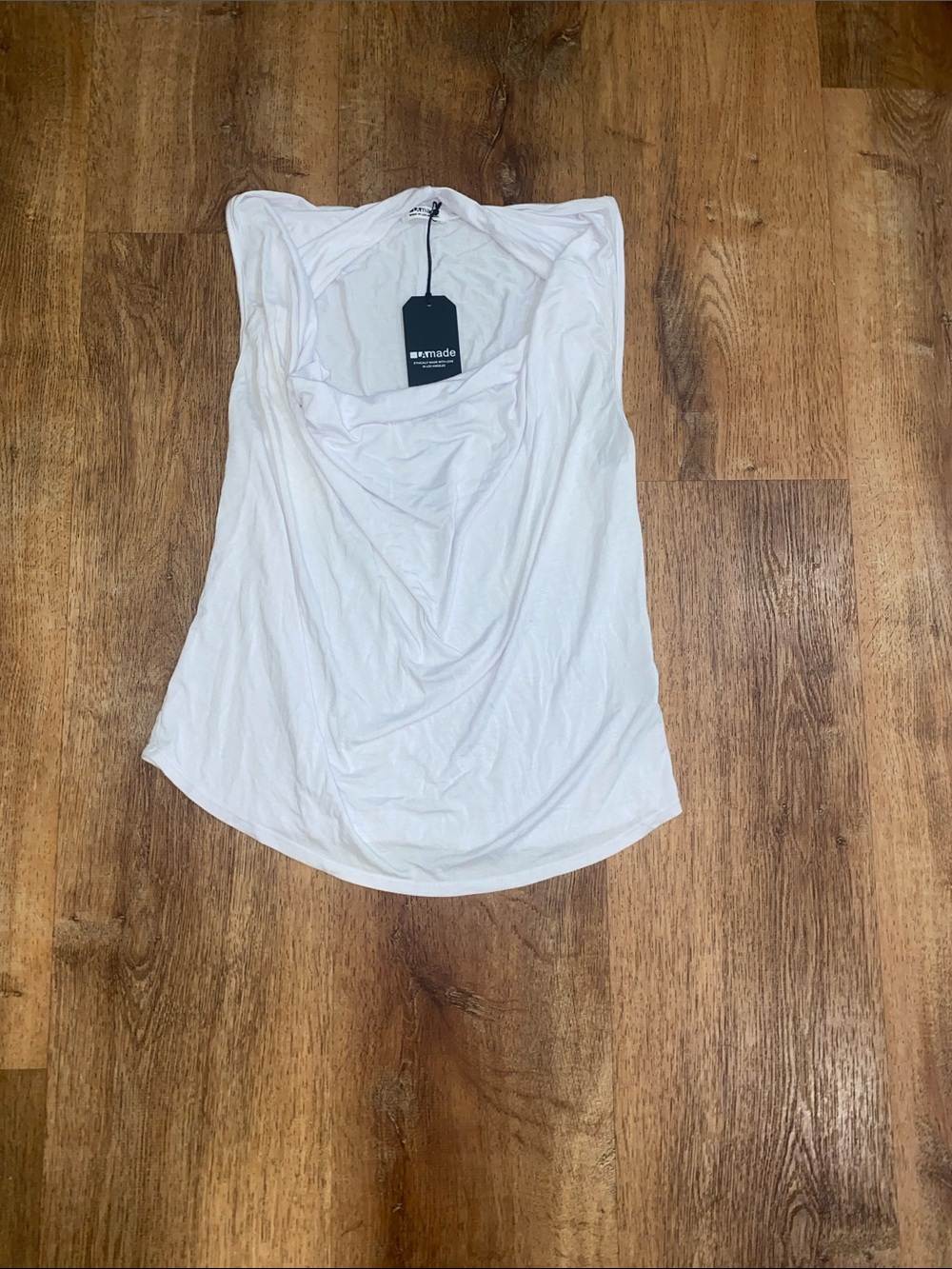 LAmade White Draped Cowl Neck Sleeveless Camisole